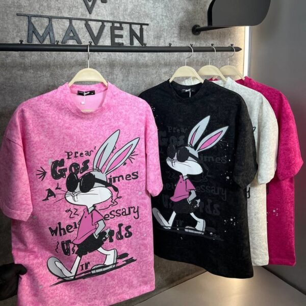 over size t-shirt - rabbit print- تي شيرت قطن بتصميم مميز
